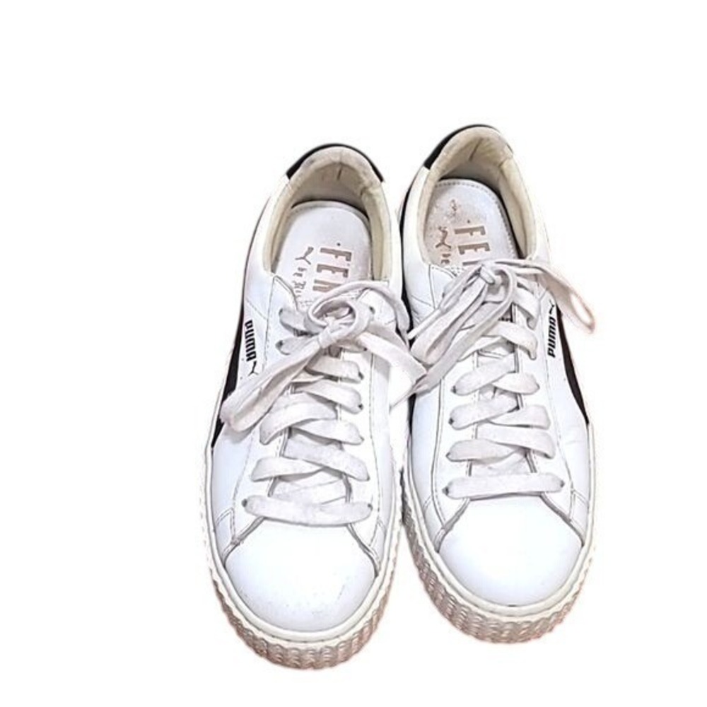 PUMA FENTY BY RIHANNA CREEPER WHITE/BLACK LEATHER SNEAKERS SIZE 8‎